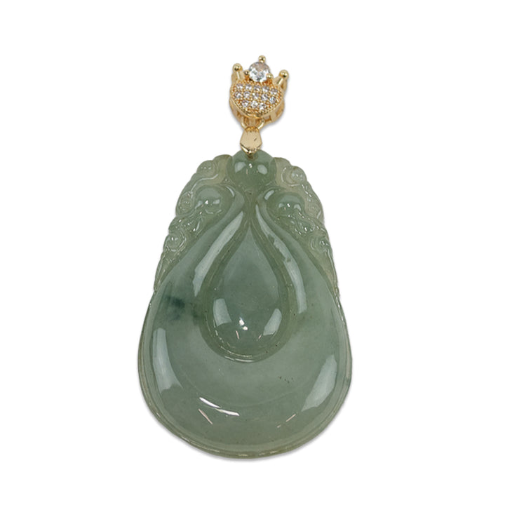 Jade Tear Drop Pendant With Crystals