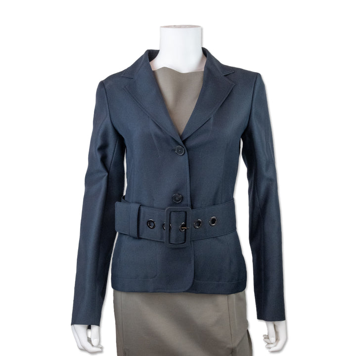 Jil Sander Navy Blazer with Oversized Belt