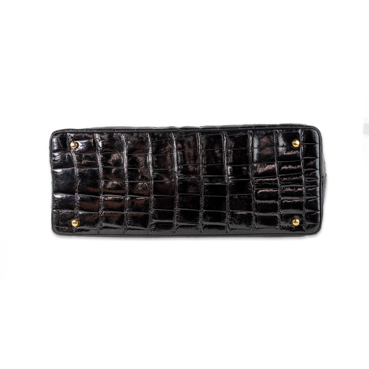 Judith Leiber Black Crocodile Doctors Bag