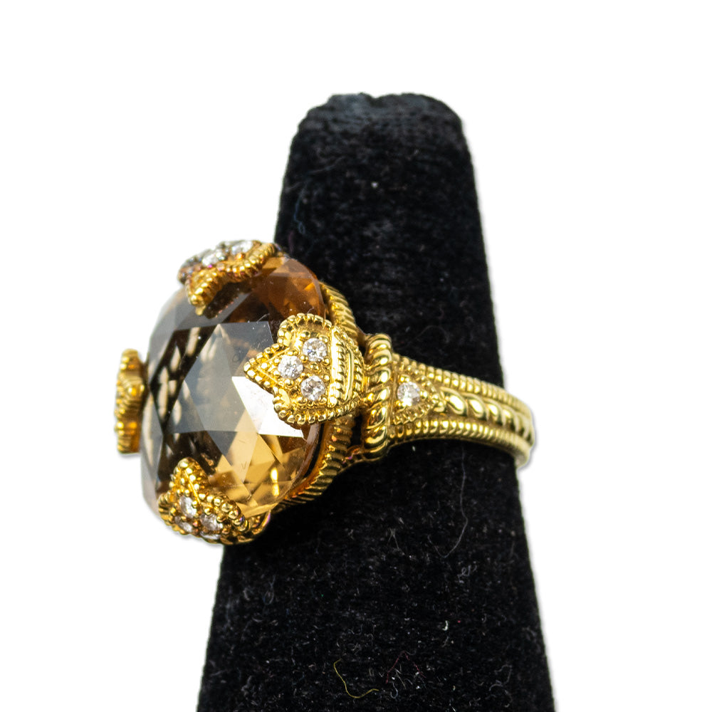 Judith Ripka 18K Gold & Diamond Canary Crystal Cocktail Ring