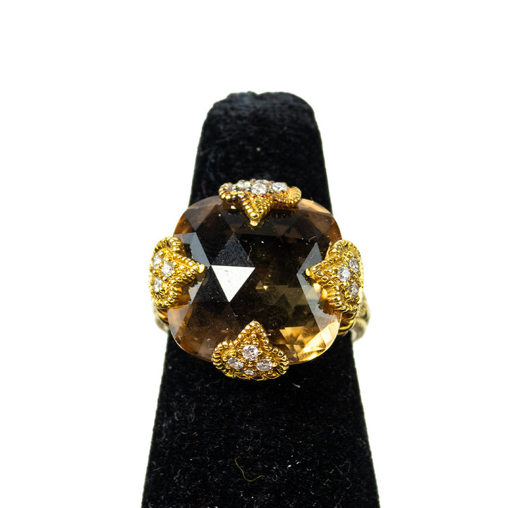 Judith Ripka 18K Gold & Diamond Canary Crystal Cocktail Ring