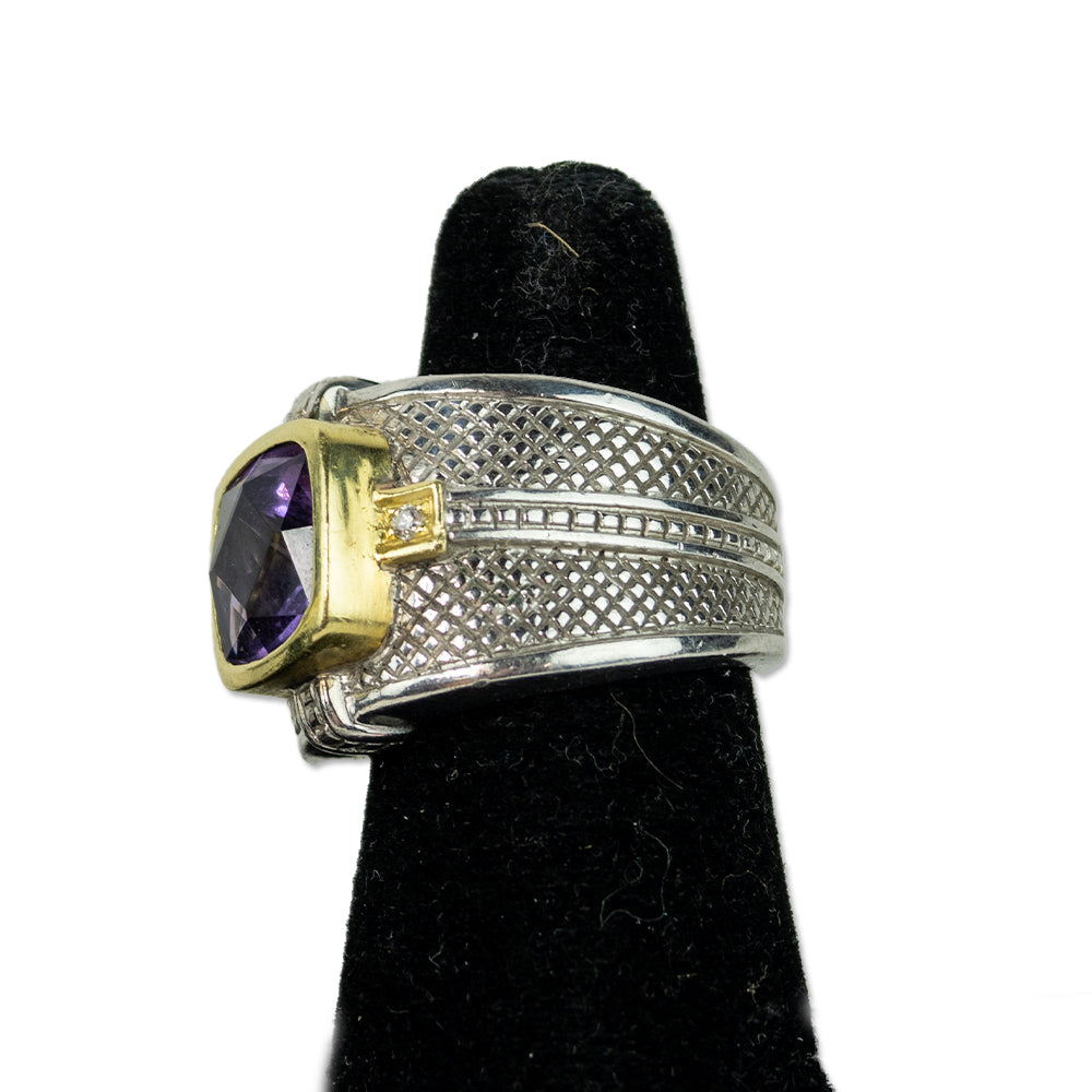 Judith Ripka Dark Purple & Diamond Cocktail Ring