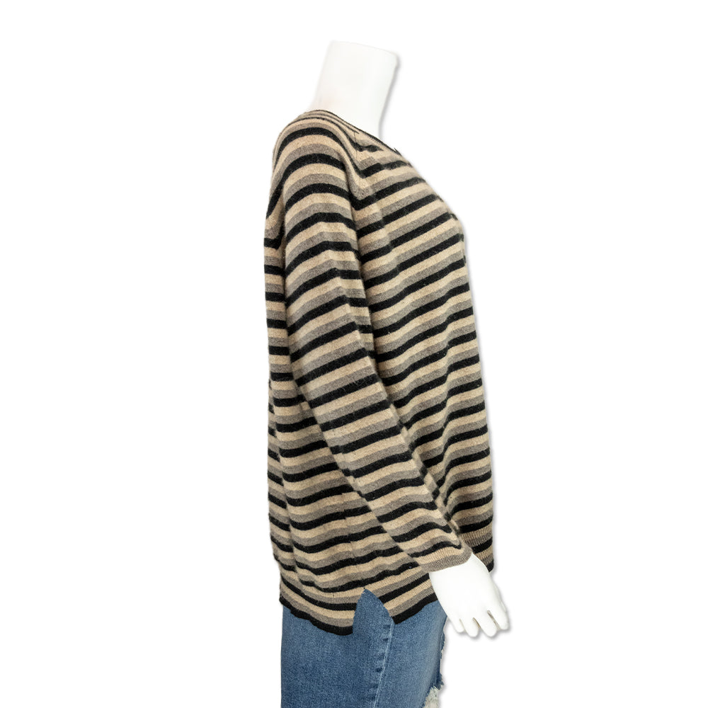 Jumper Black and Gray Striped Cashmere Sweater