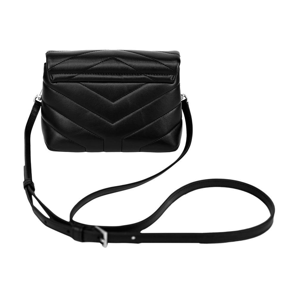 Saint Laurent Black Leather LouLou Toy Matelasse Crossbody Bag