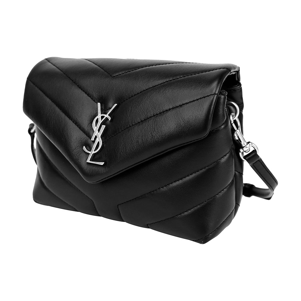 Saint Laurent Black Leather LouLou Toy Matelasse Crossbody Bag