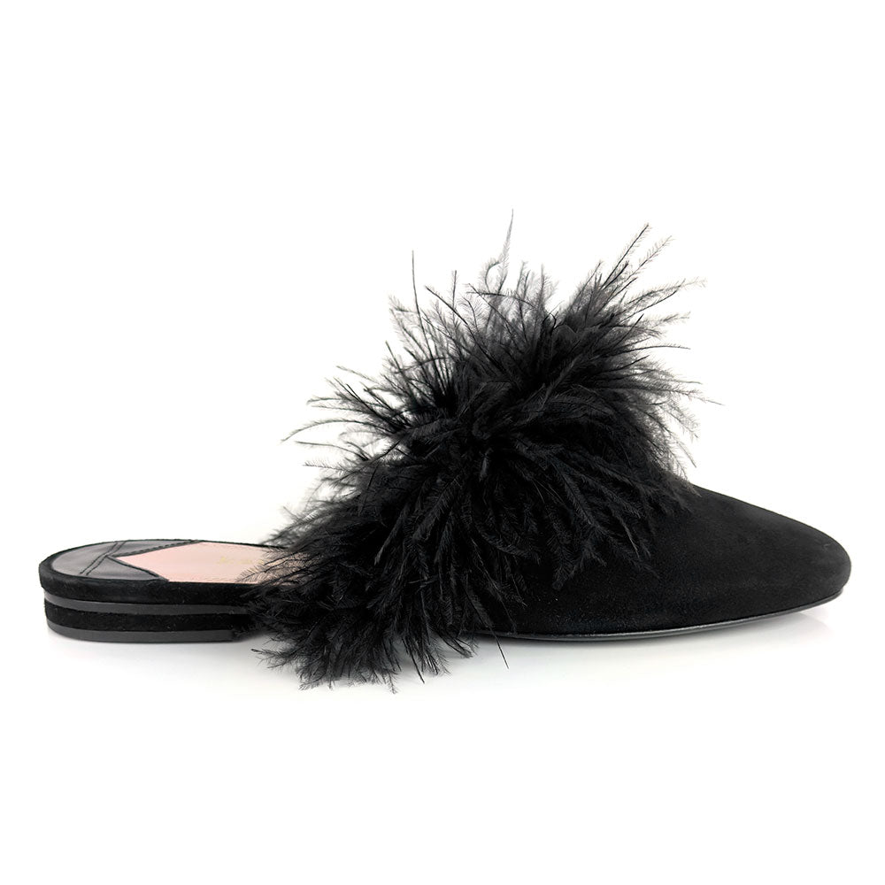 Kate Spade Black Marabou Feather Mules