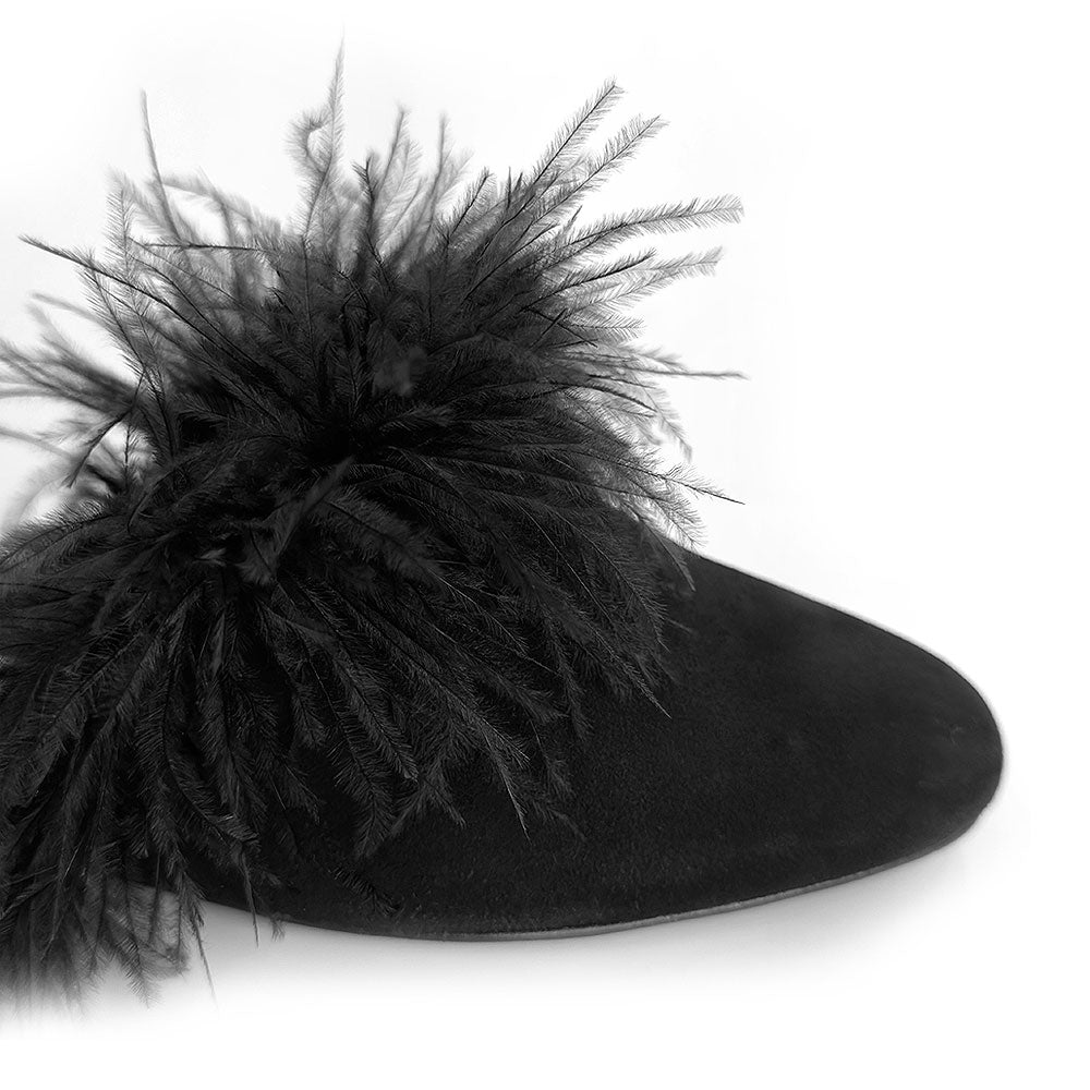 Kate Spade Black Marabou Feather Mules