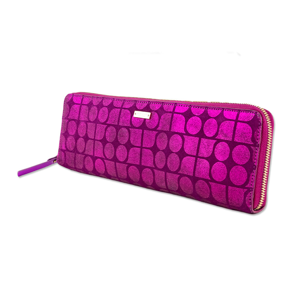 Kate Spade Large Hot Pink Noel Jacquard Suede Clutch