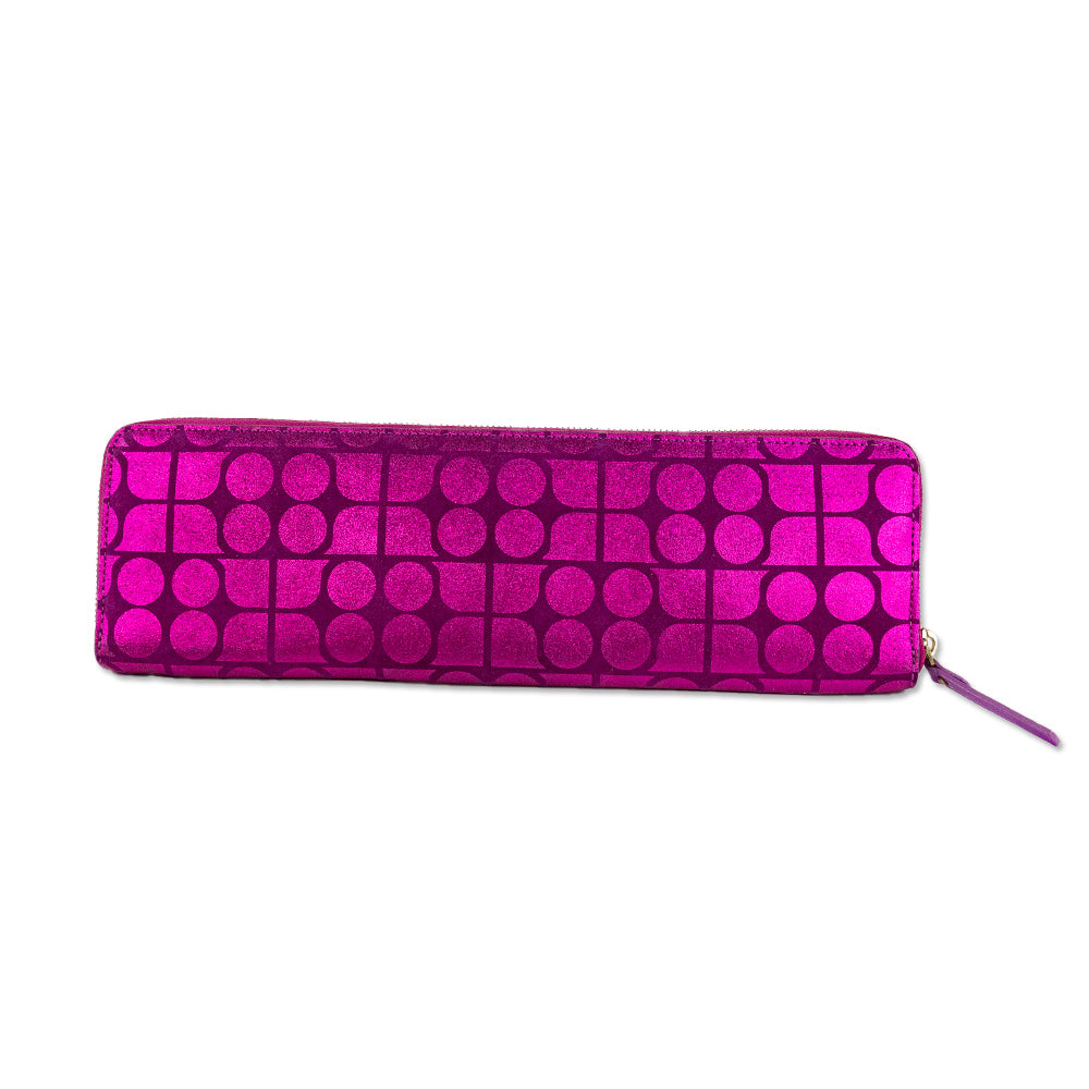 Kate Spade Large Hot Pink Noel Jacquard Suede Clutch