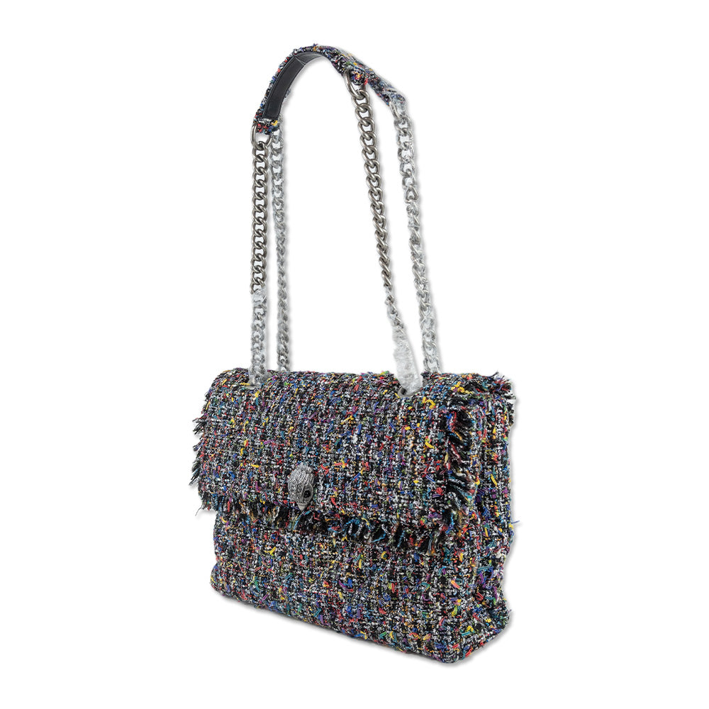 Kurt Geiger Black Multicolor Tweed Kensington Shoulder Bag