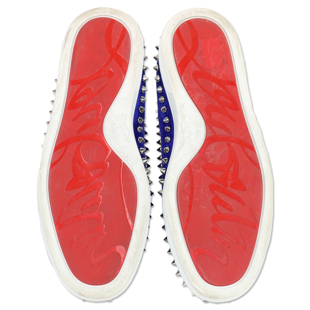 Christian Louboutin Blue Suede Pik Boat Slip On Sneaker