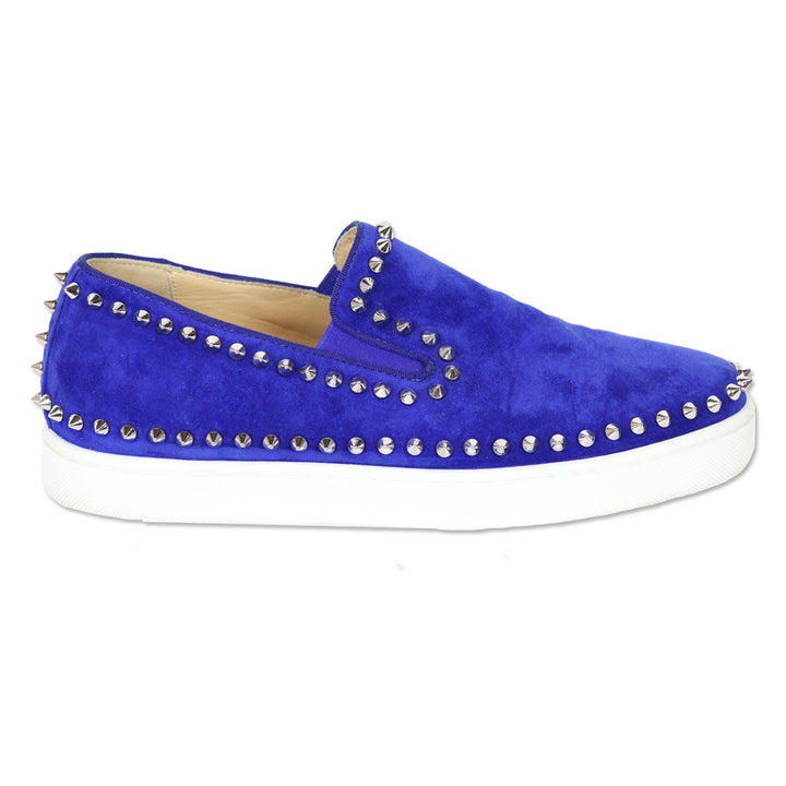 Christian Louboutin Blue Suede Pik Boat Slip On Sneaker