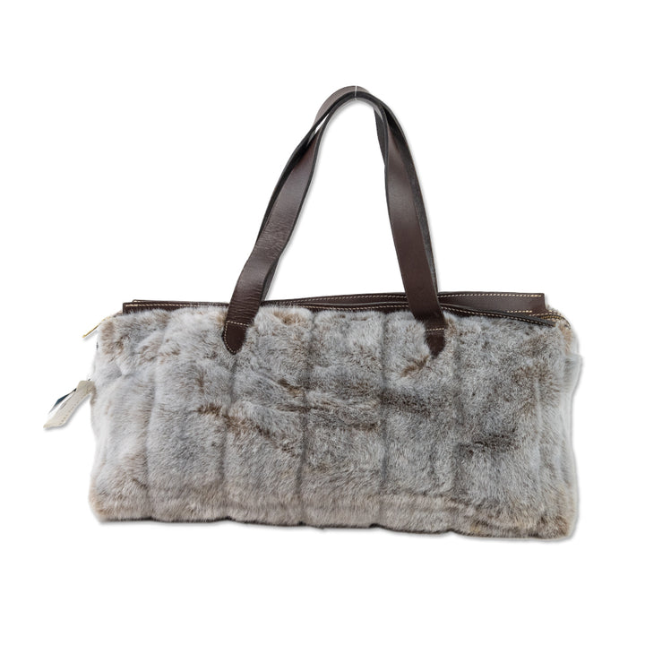 La Maison de la Fausse Fourrure Blue and Brown Faux Fur Tote