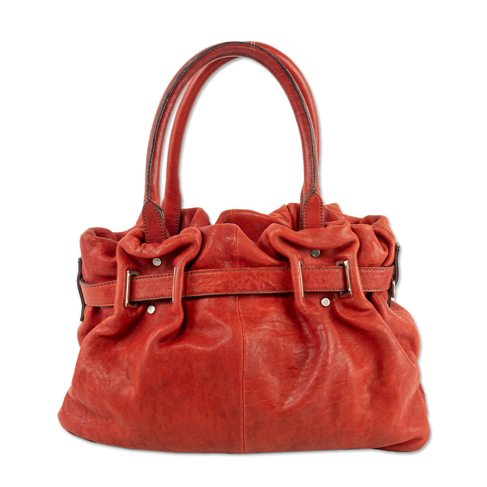 Lanvin Red Leather Top Handle Handbag