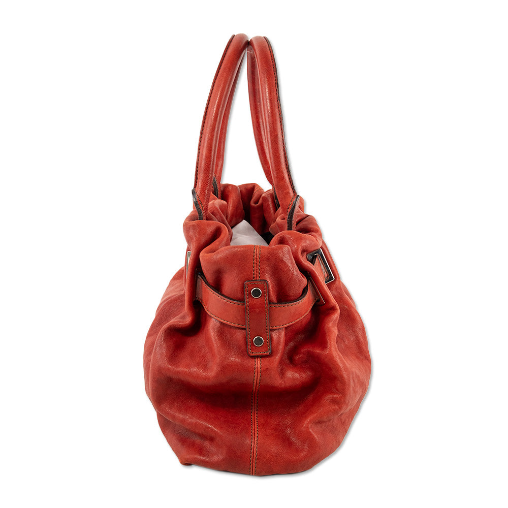 Lanvin Red Leather Top Handle Handbag