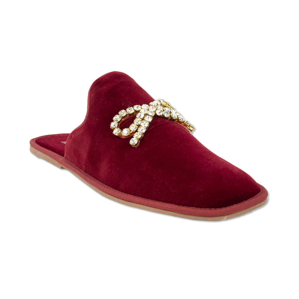 Larroudé Pierre Red Velvet Mules