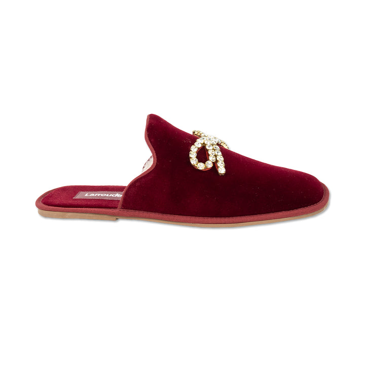 Larroudé Pierre Red Velvet Mules