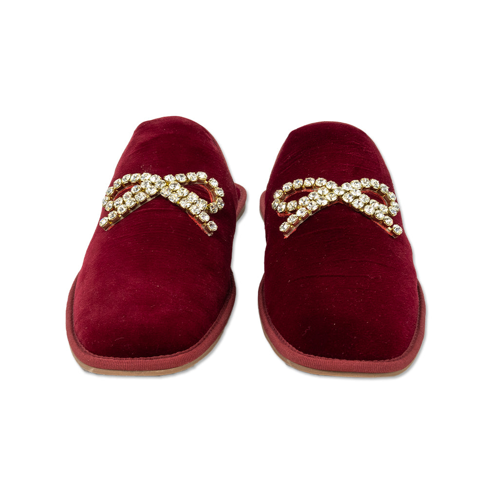 Larroudé Pierre Red Velvet Mules