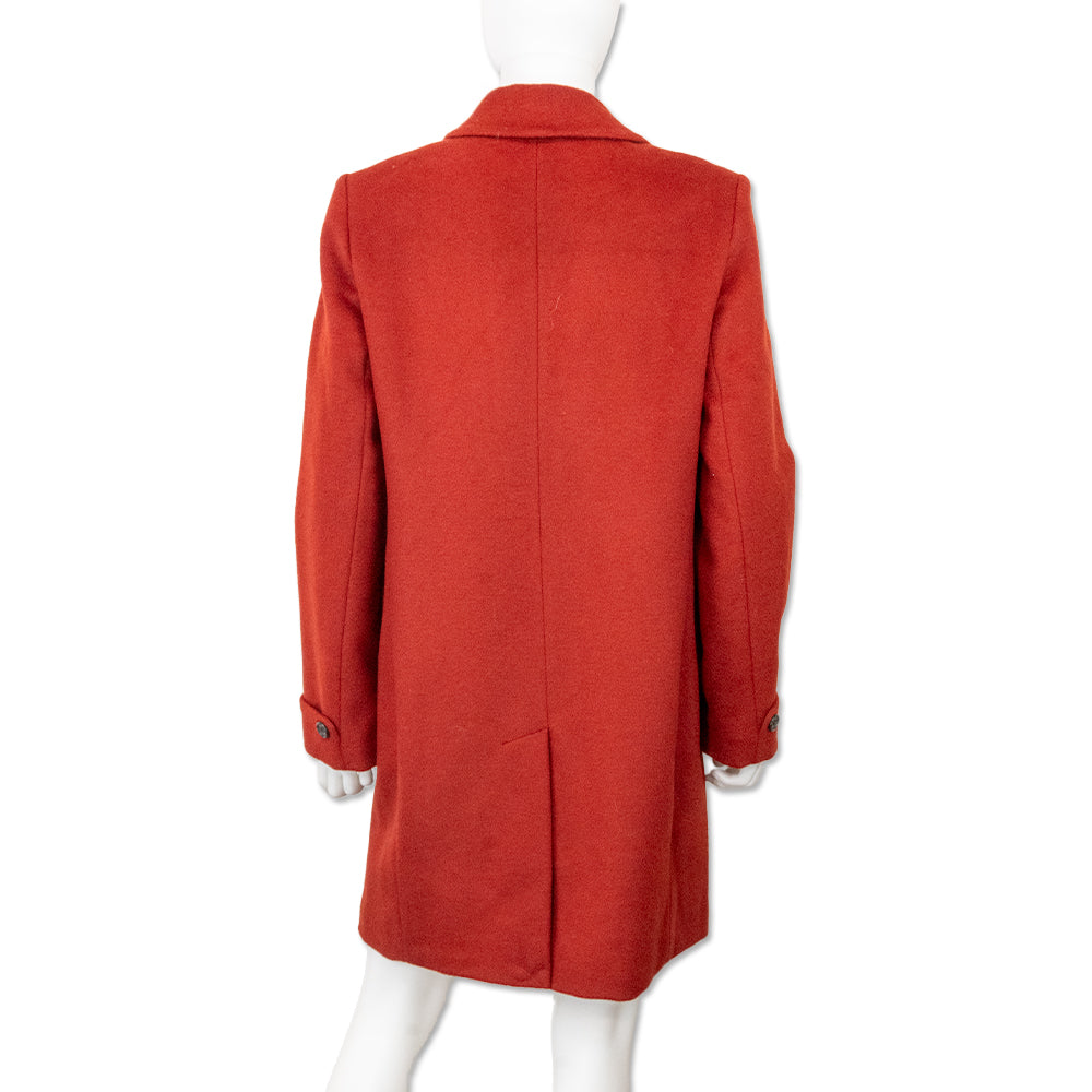 Lauren Ralph Lauren Red Wool-Blend Long Notched-Collar Coat