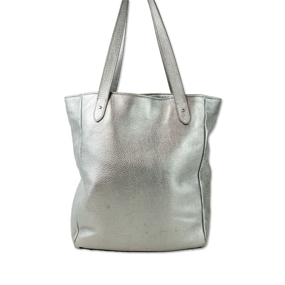 Lauren Ralph Lauren Silver Embossed Leather Tote