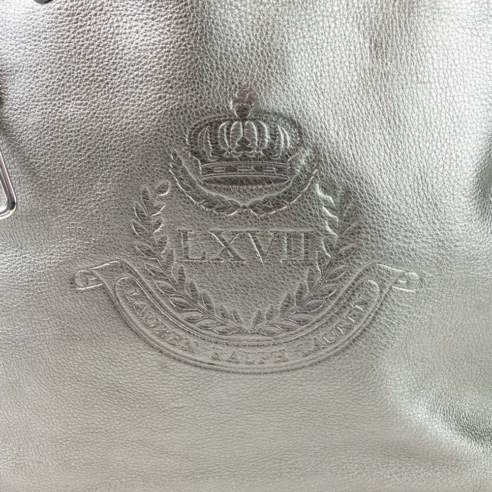 Lauren Ralph Lauren Silver Embossed Leather Tote