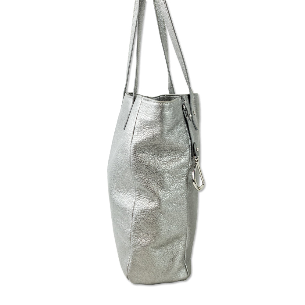 Lauren Ralph Lauren Silver Embossed Leather Tote