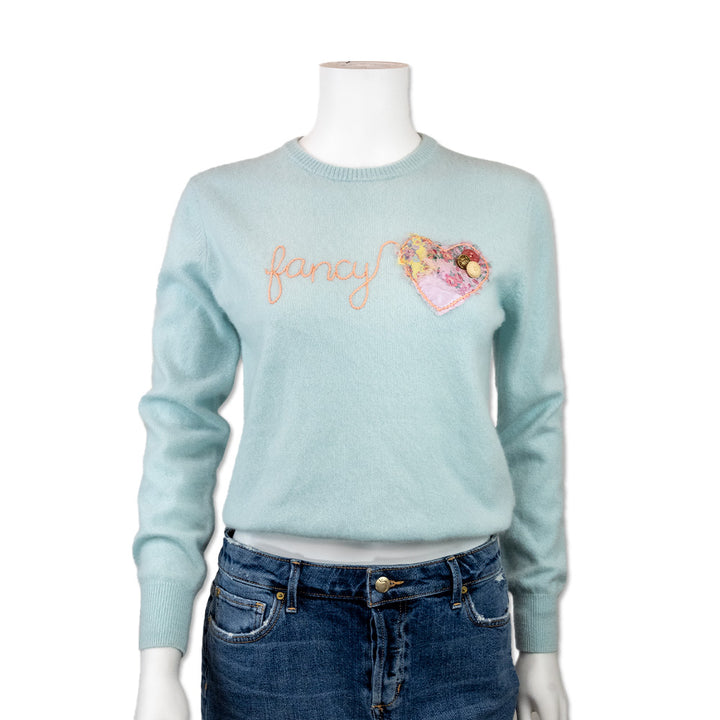 Lingua Franca Baby Blue Cashmere "Fancy" Sweater