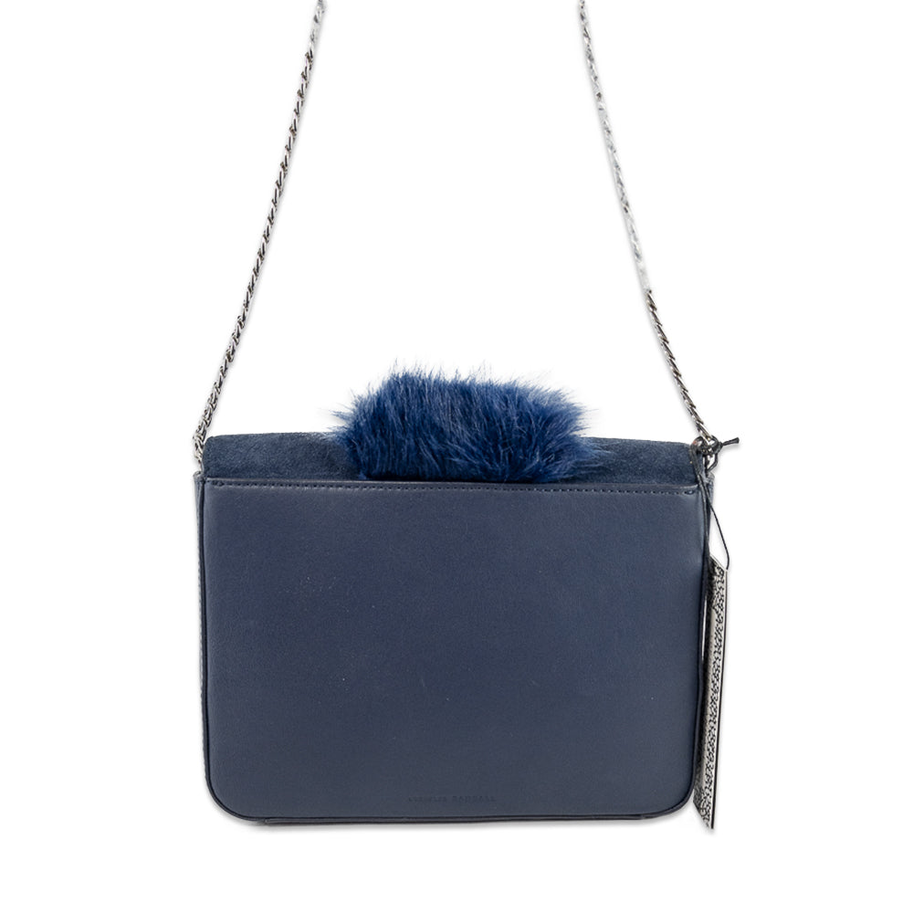 Loeffler Randall Navy Leather Faux Fur Crossbody Bag