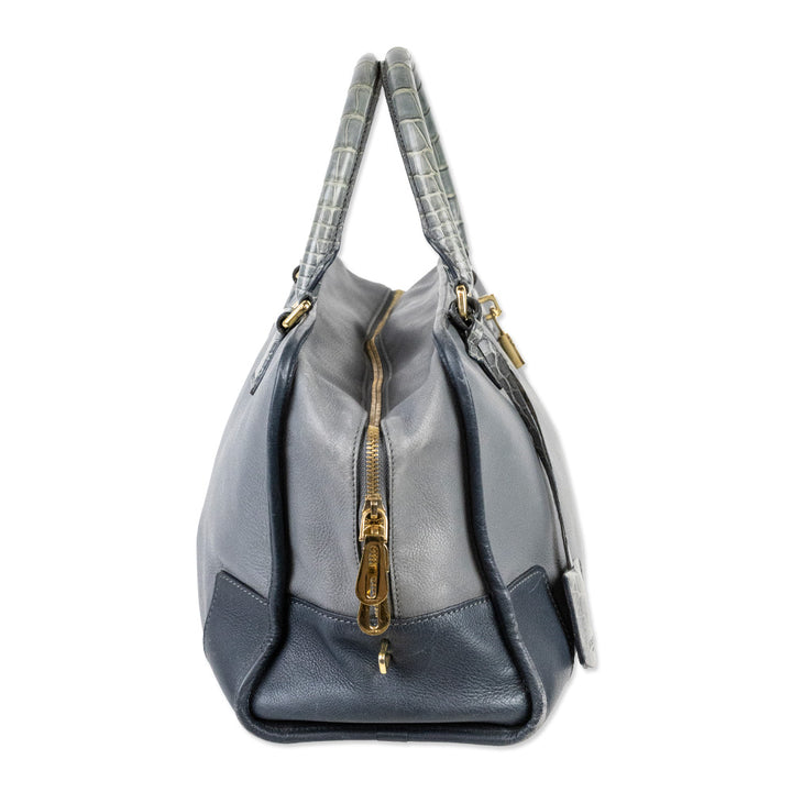 Loewe Grey Two-Tone Calfskin Leather Amazona Handbag