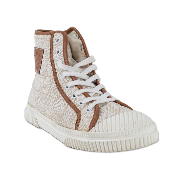 Loewe Tan/White Anagram Logo Canvas High-Top Sneakers