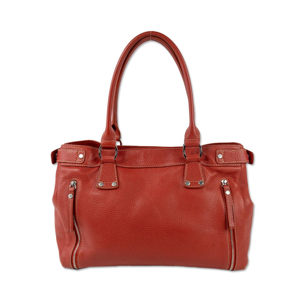 Longchamp Orange Leather Medium Tote