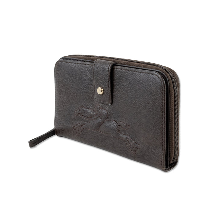 Longchamp Brown Leather Logo Continental Wallet