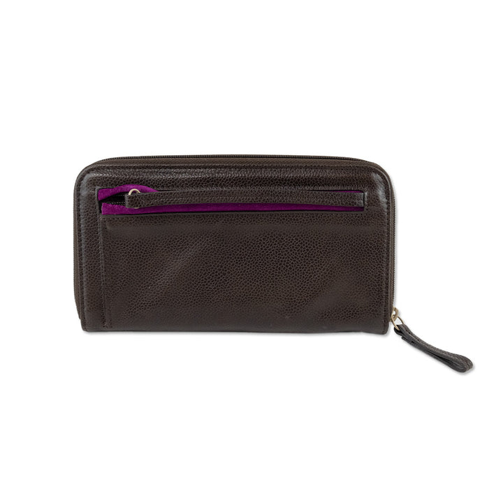 Longchamp Brown Leather Logo Continental Wallet