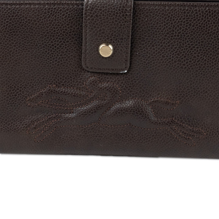 Longchamp Brown Leather Logo Continental Wallet