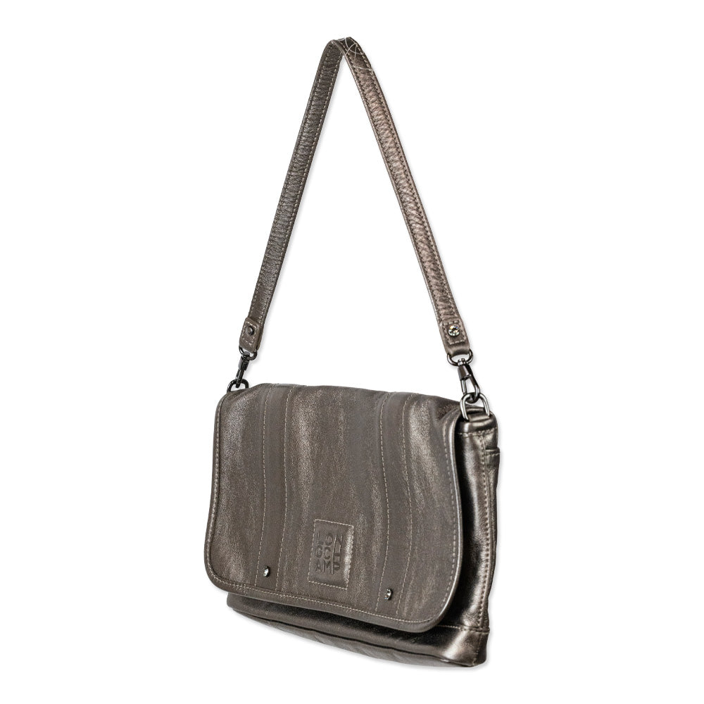 Longchamp Metallic Bronze Leather Long Shoulder Bag