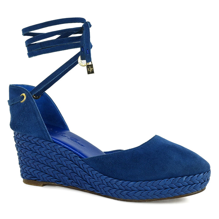 Loro Piana Blue Leather Espadrille Wedges