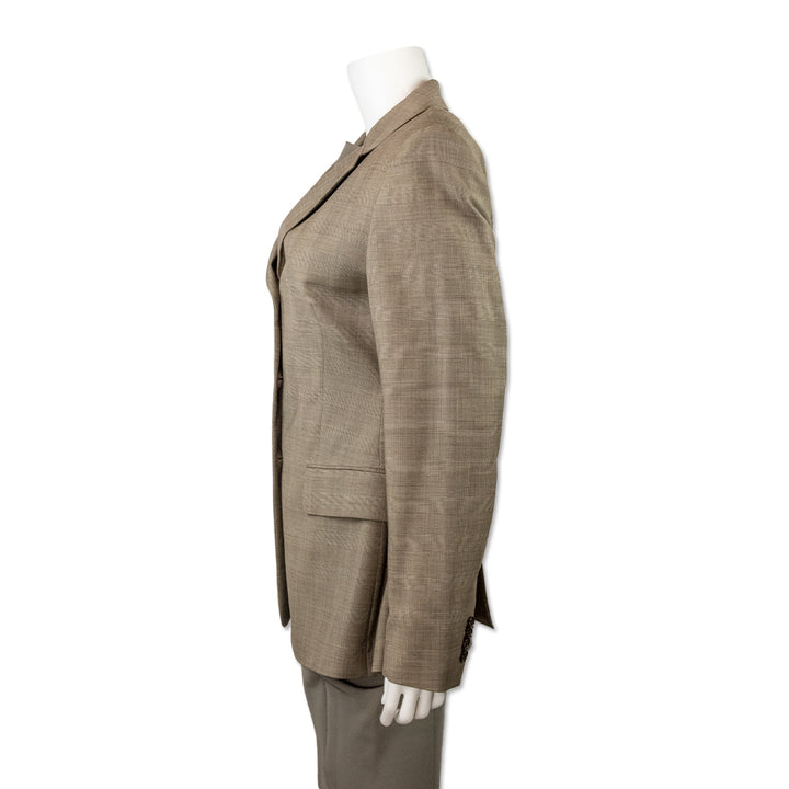 Loro Piana Brown Plaid Wool Blazer