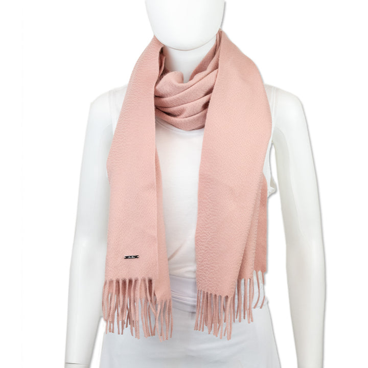 Loro Piana Light Pink Cashmere Sciarpa Grande Fringe-Trim Scarf