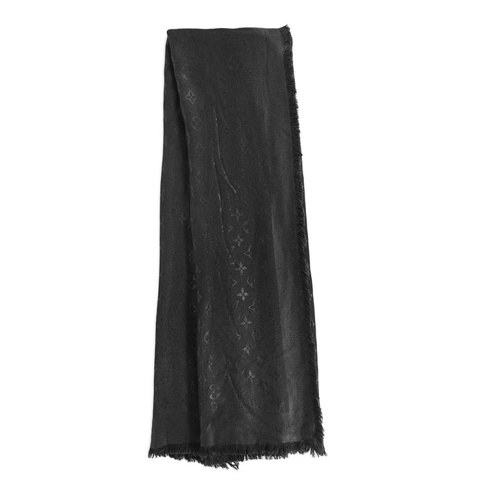 Louis Vuitton Black Monogram Shine Shawl Scarf