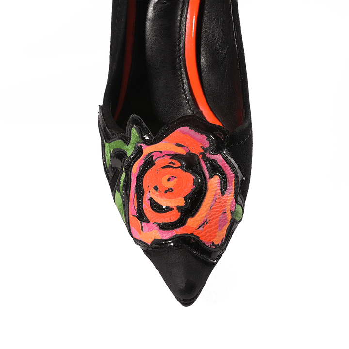 Louis Vuitton x Stephen Sprouse Black Suede Rose Pumps