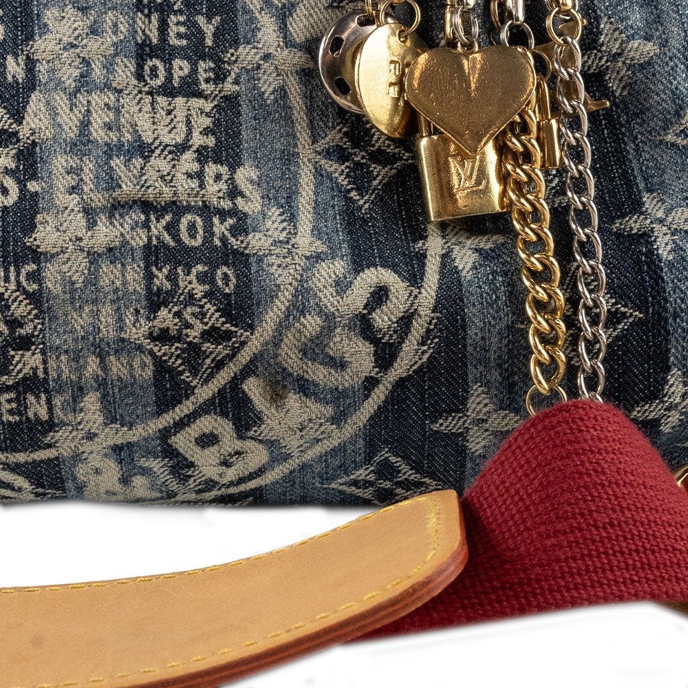 Louis Vuitton Denim Monogram Porte Epaule Raye