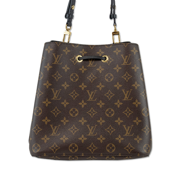 Louis Vuitton Monogram Coated Canvas Black Leather NéoNoé MM Bag