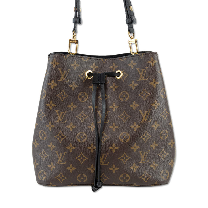 Louis Vuitton Monogram Coated Canvas Black Leather NéoNoé MM Bag