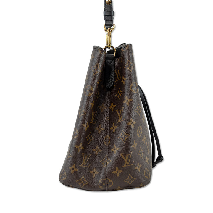 Louis Vuitton Monogram Coated Canvas Black Leather NéoNoé MM Bag