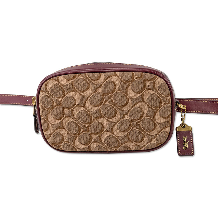 Coach Monogram and Burgundy Leather Adjustable Fanny Pack