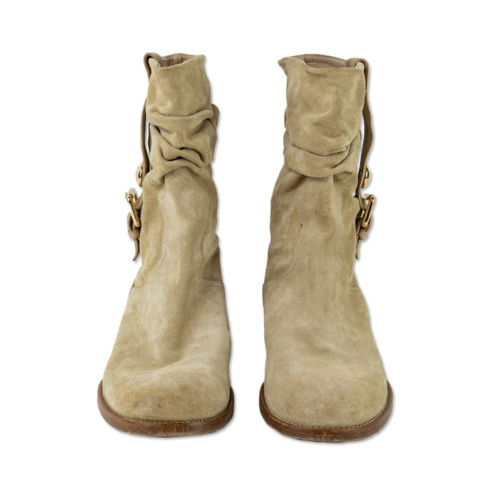 Louis Vuitton Safari Tan Suede Buckle Ankle Boots