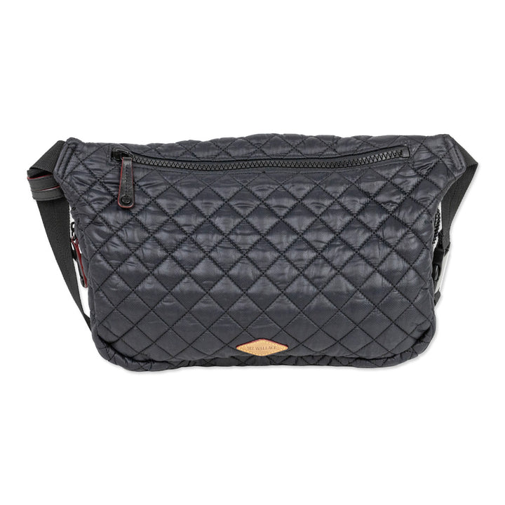 MZ Wallace Black Quilted Nylon XL Metro Sling Magnet Belt Bag