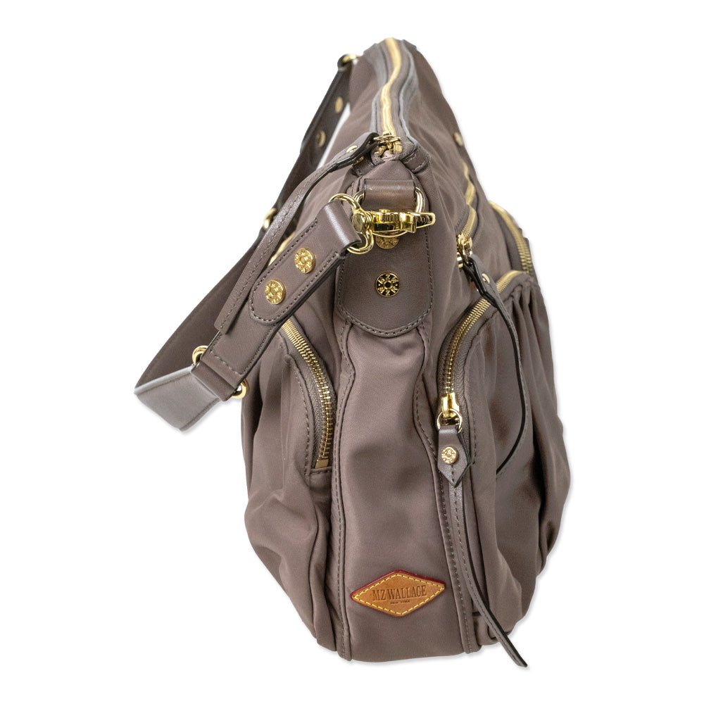 MZ Wallace Dawn Paige Taupe Nylon Shoulder Bag