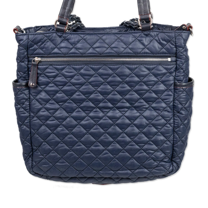 MZ Wallace Navy Quilted Nylon Tote