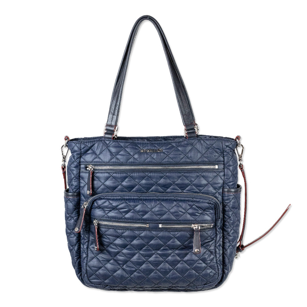 MZ Wallace Navy Quilted Nylon Tote